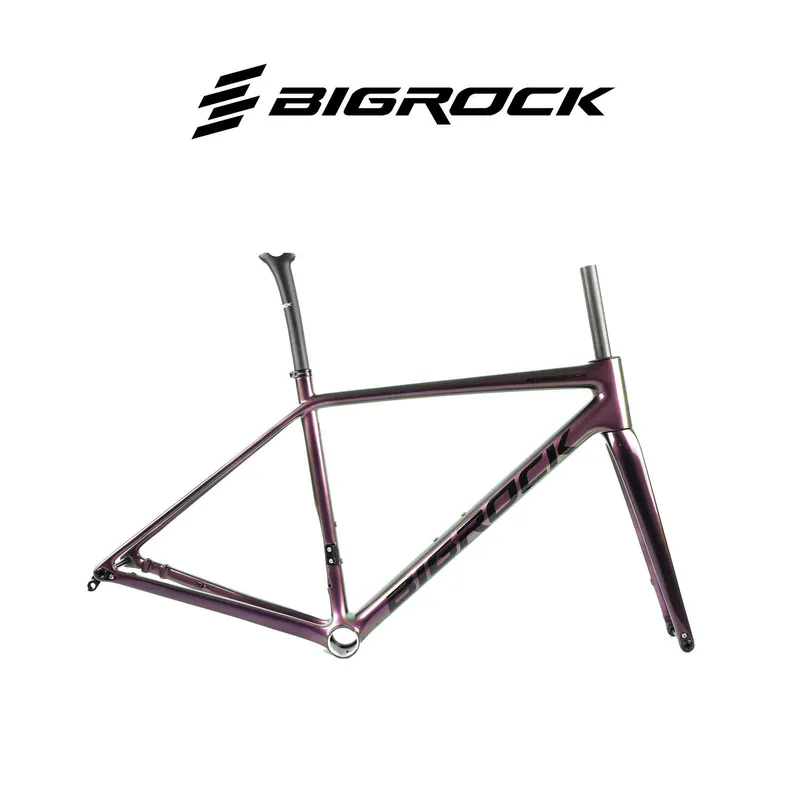 Big Rock road bike frame in Chameleon Purple with fork