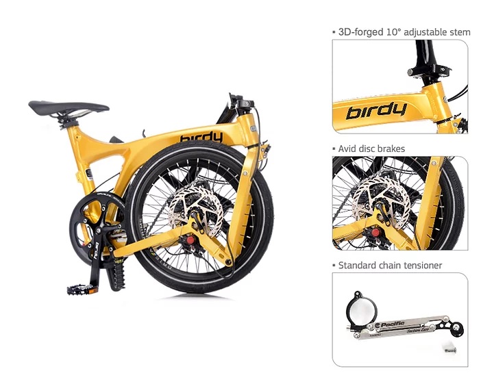 Birdy Standard 9-speed folding bike monocoque frame side view
