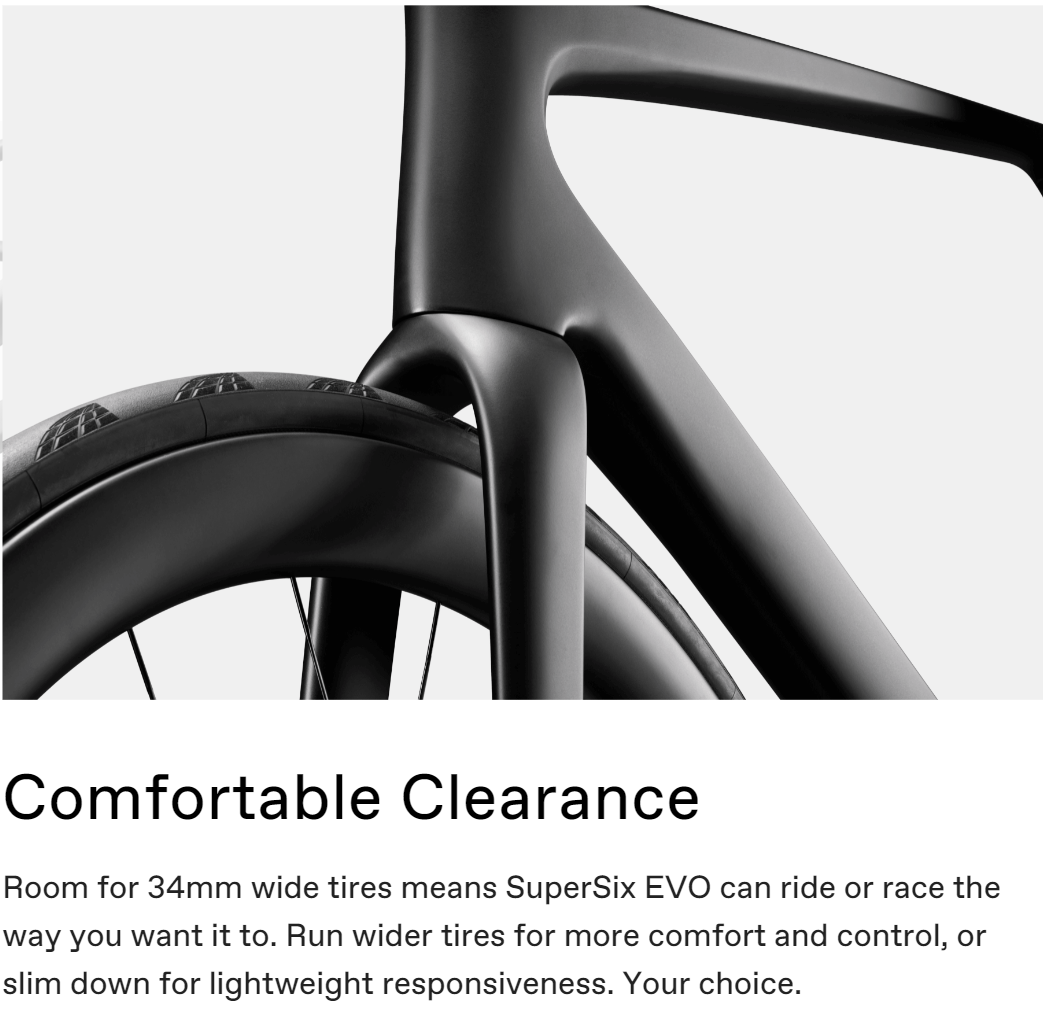 Cannondale SuperSix EVO fork and tyre clearance close-up