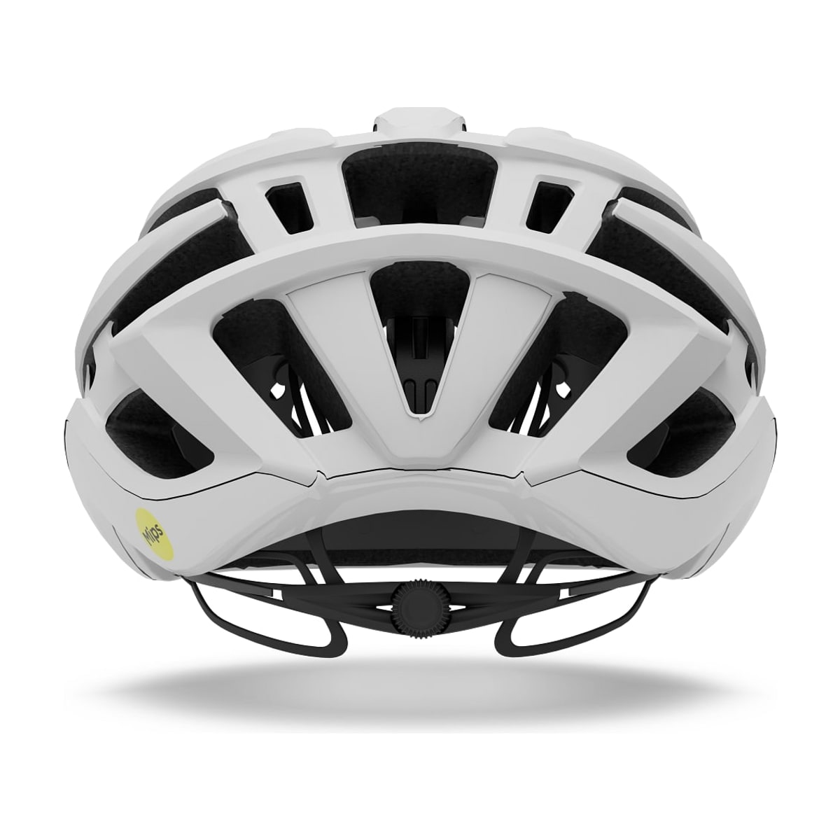 Rear view of the matte white Giro Agilis MIPS road helmet showing the Roc Loc 5 dial
