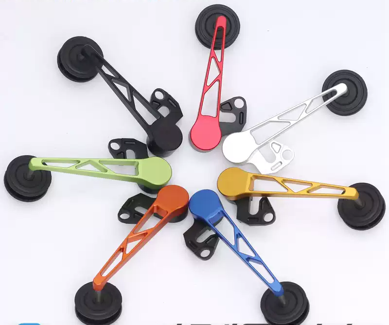 Aceoffix chain tensioners in red, silver, gold, blue, orange, green and black, each with an alloy arm and pulley wheel